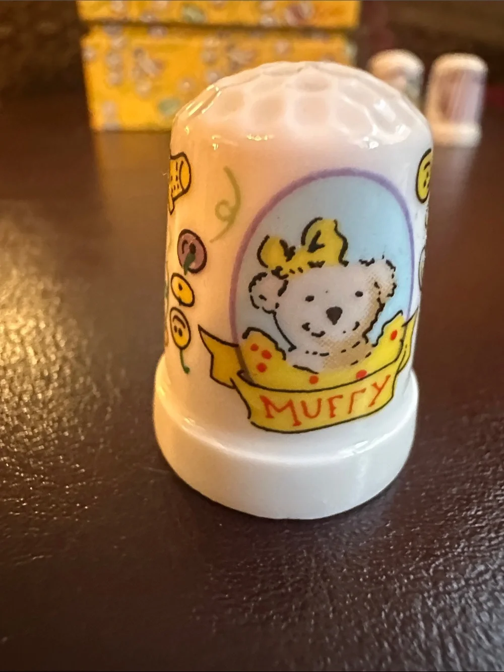North American Bear CO collectible Ceramic Thimble Set Vintage